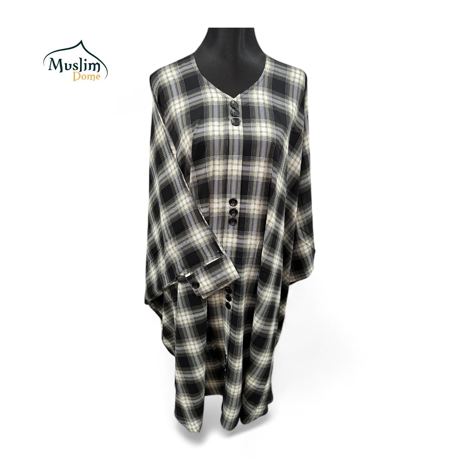 Abaya – Black White Burberry Pattern