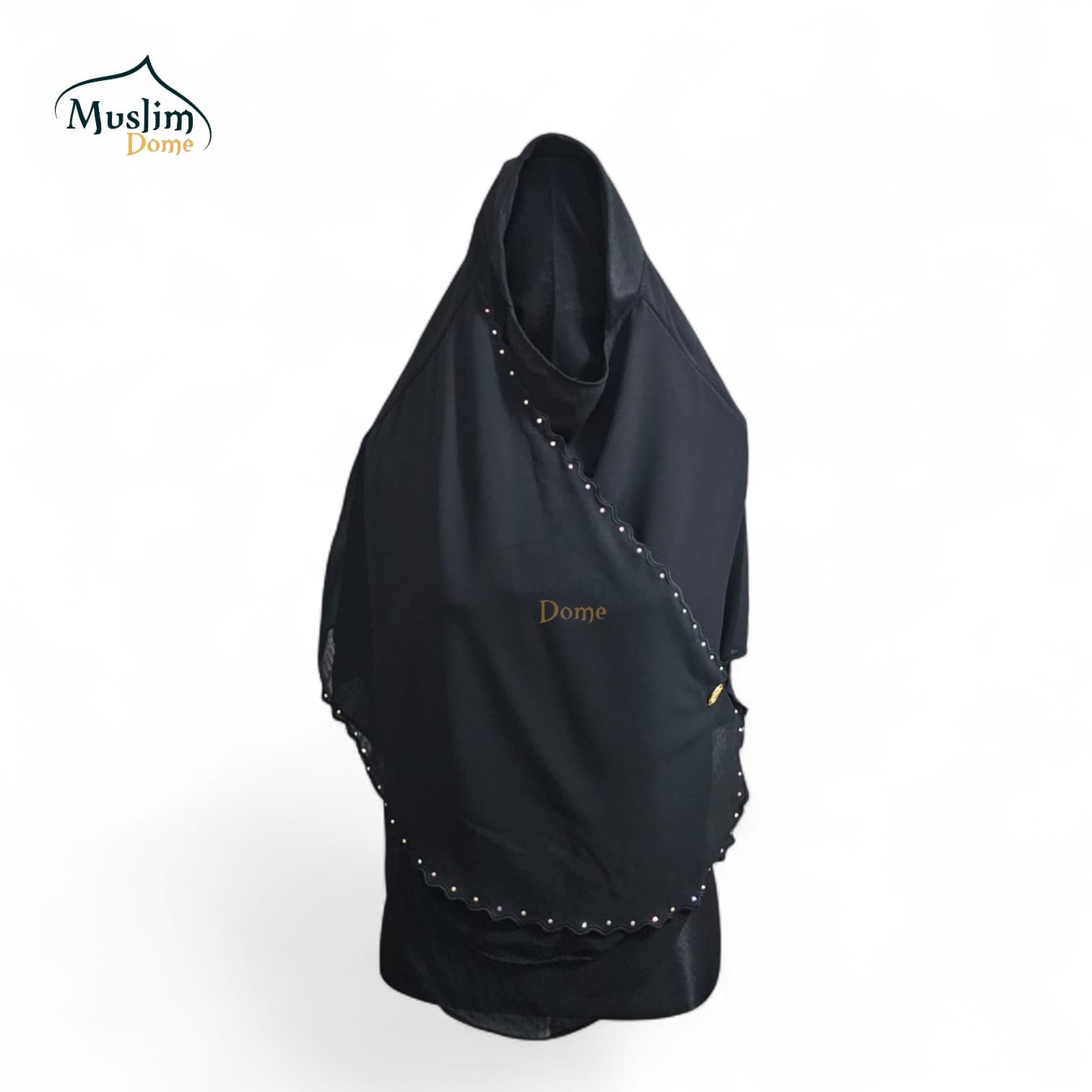 Single Line Stone Hijab – Black (Malaysian Imported)