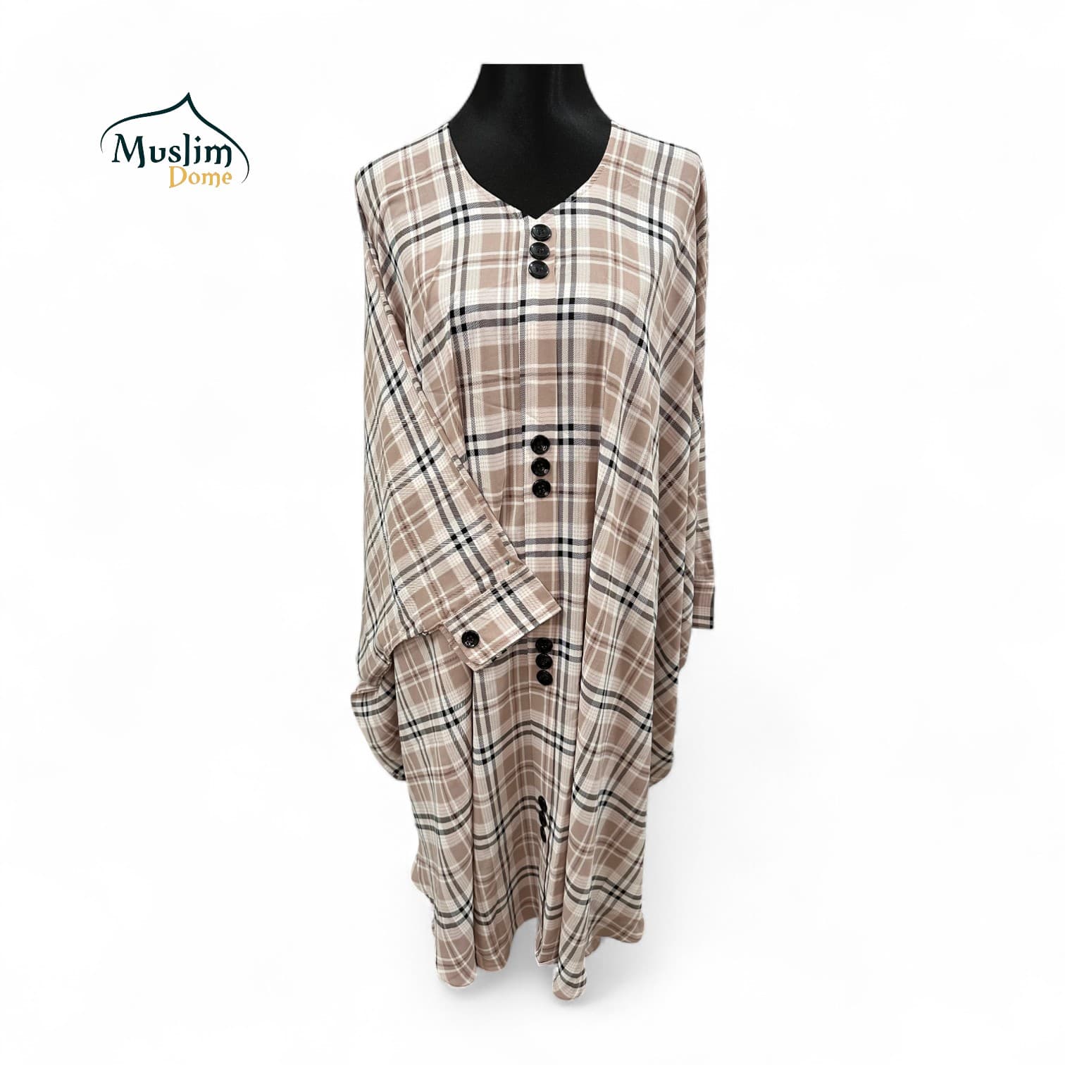 Abaya – Cream Burberry Pattern