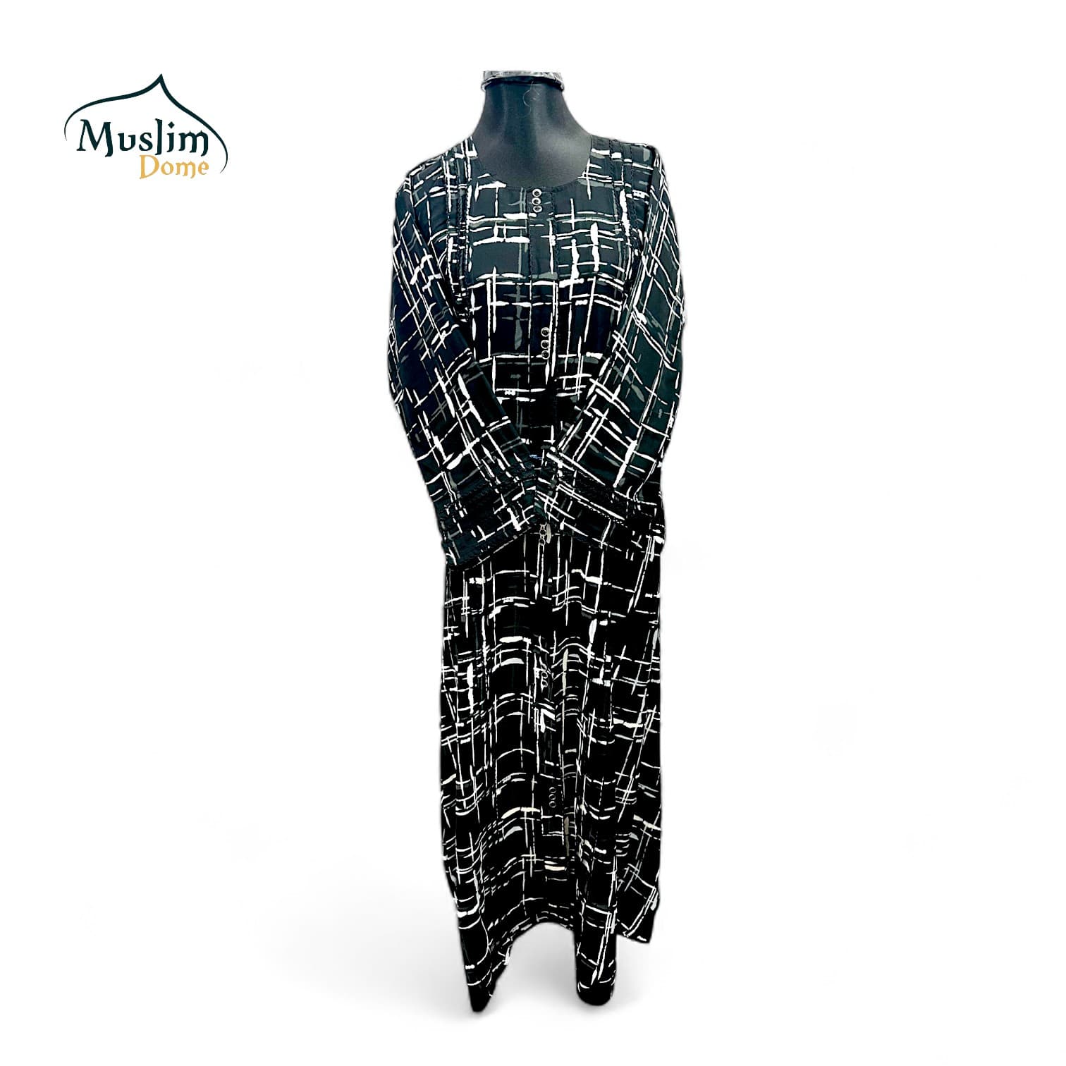 Premium Dubai Cherry Digital Print Black Borka