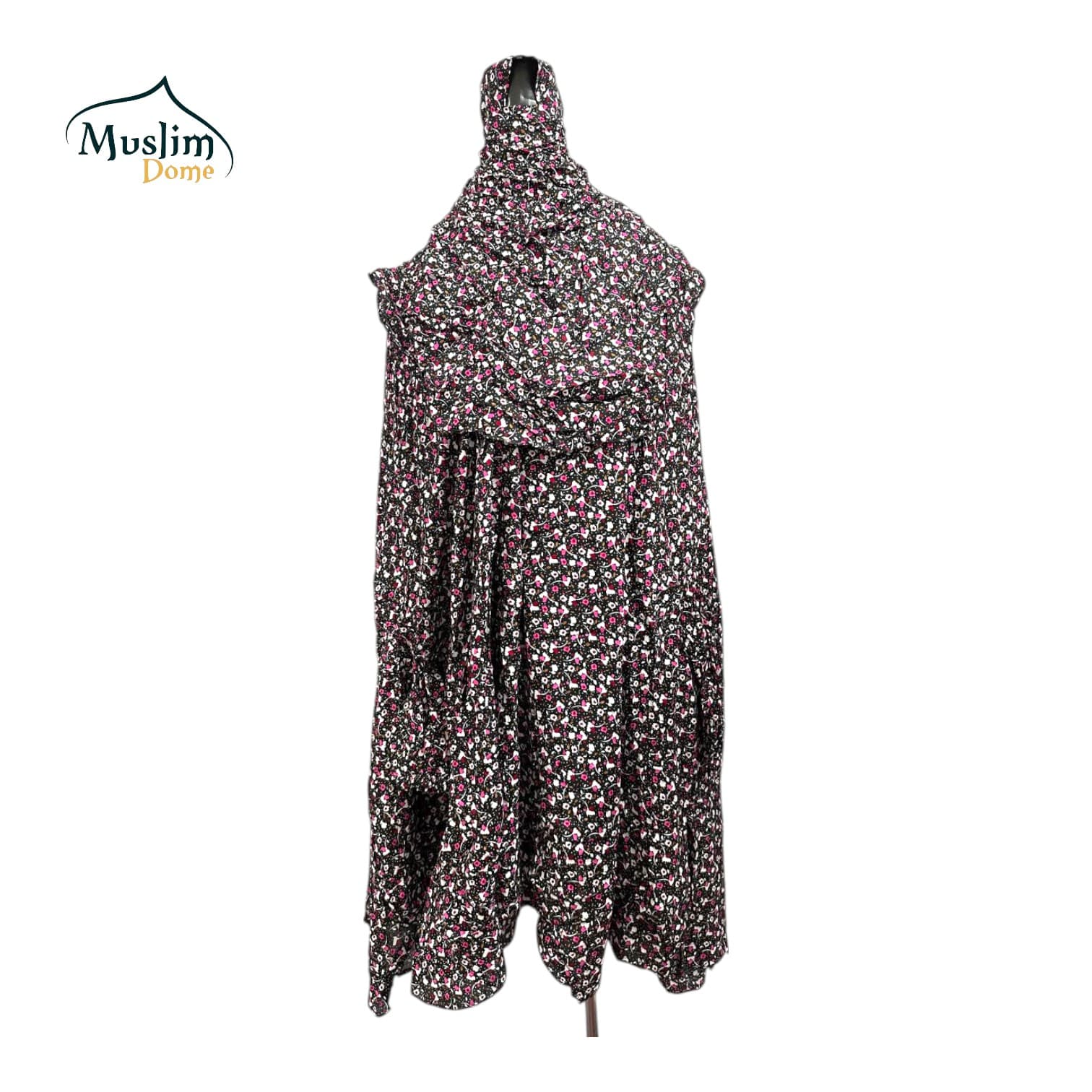 Printed Black Linen Khimar with Niqab – Muslim Dome Exclusive