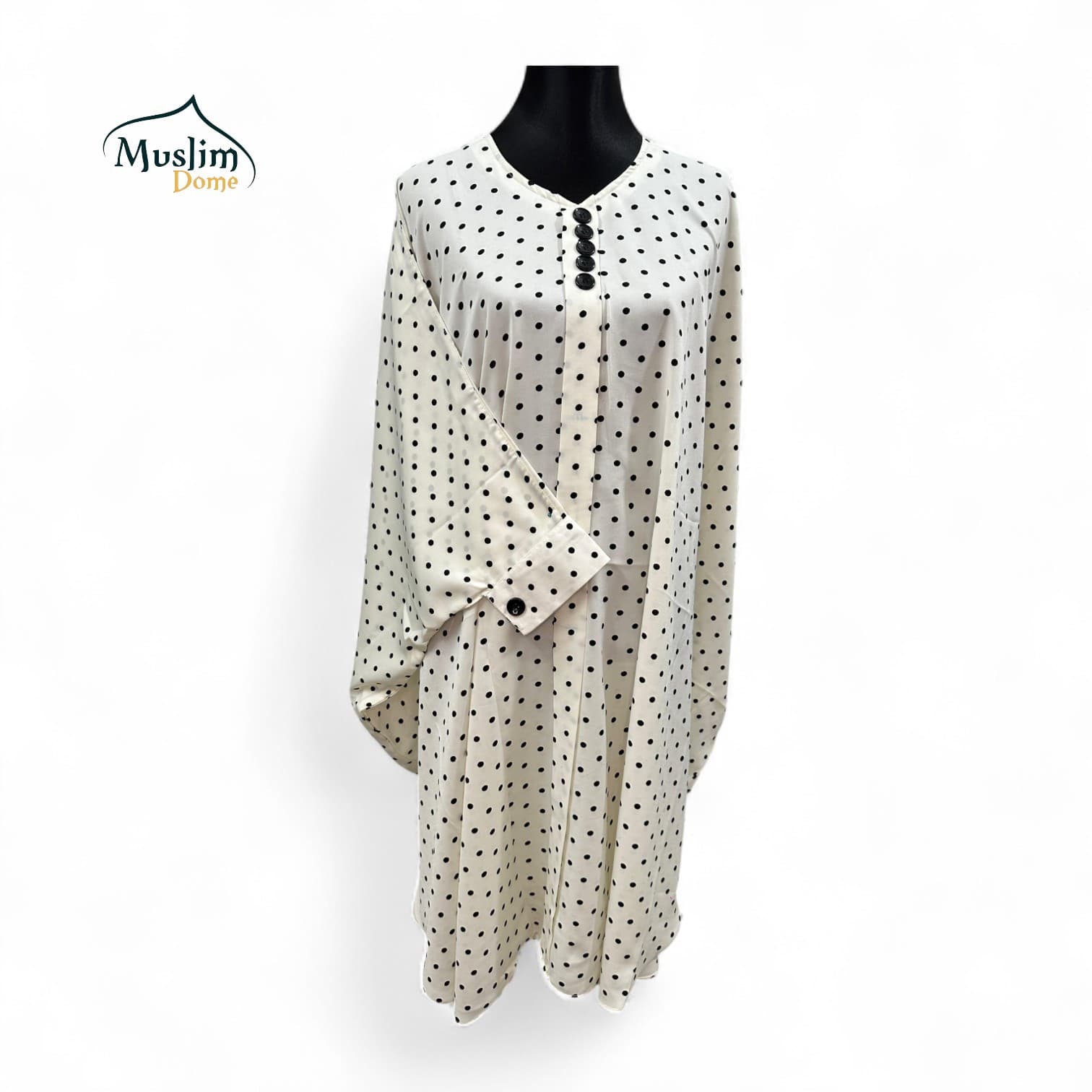 Abaya – Ball Print (White) – Dubai Cherry Fabric