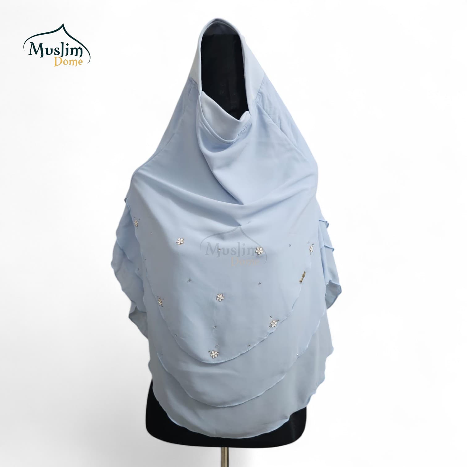 Star Stone Layered Ready Hijab – Sky Blue (Malaysian Imported)