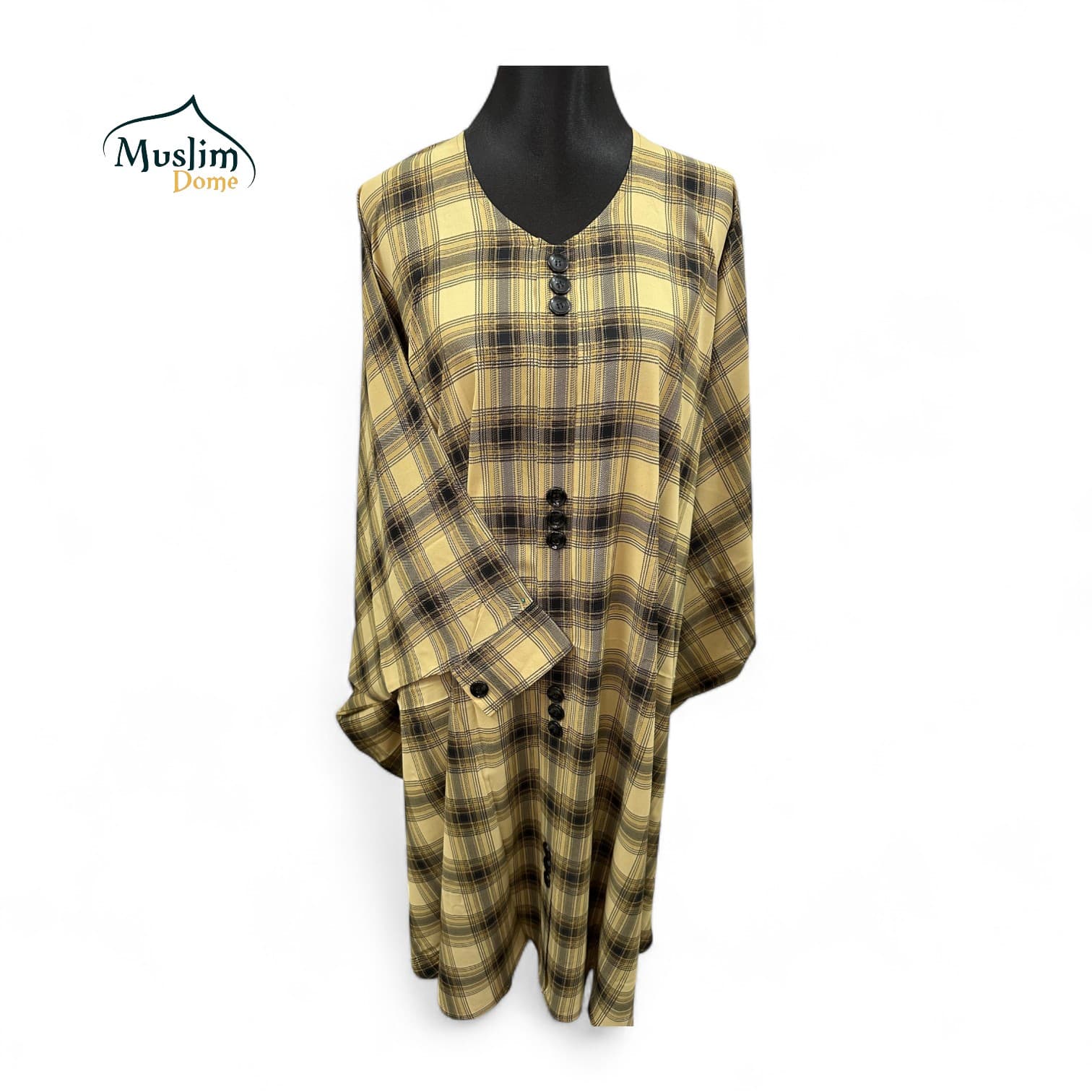 Abaya – Yellow Black Burberry Pattern